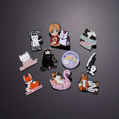10pcs Random Cartoon Animal Brooch For Men Clothes Bag Accessory Gift