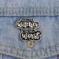Worst Witch Enamel Pins Gothic Punk Brooches Lapel Badges Jewelry Gift