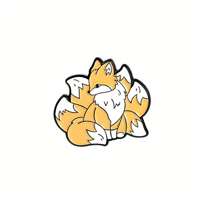 Funny 9 Tailed Fox Metal Brooch Lapel Pin for Men
