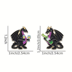 Dragon Wine Enamel Pins Funny Animal Drinking Pattern Brooches Lapel Badges