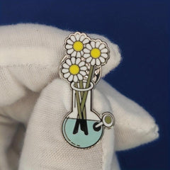 Plant Pot Flower Brooch Enamel Metal Badge Lapel Pin Jacket Jewelry Friends