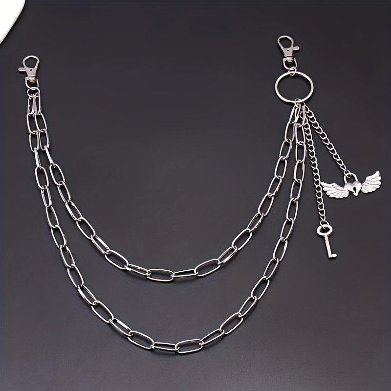 Metal Love Wings Pendant Pants Chain Retro Key Body Chain