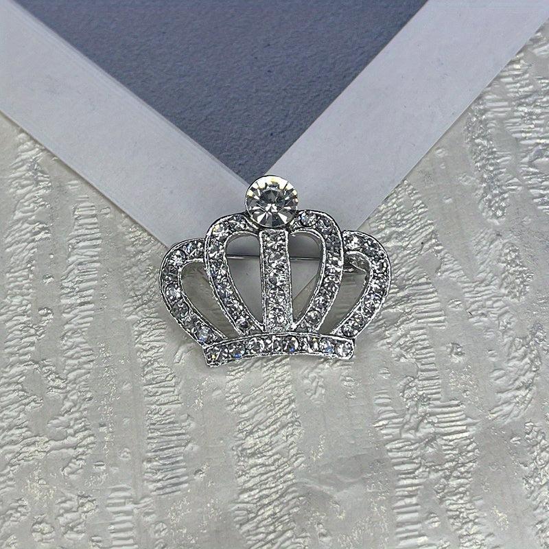 High End Zircon Crown Brooch Men's Dinner Pin Evening Dress Accessories