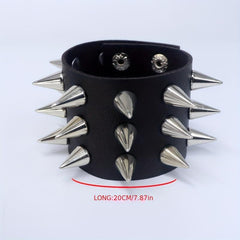 Men's Rivets Spikes Decor Bracelet Gothic Punk PU Leather Bracelet