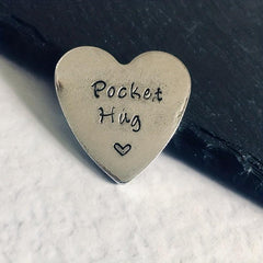 Pocket Hug Heart Keepsake Token Pewter Hand Stamped