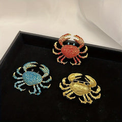 Crab Brooches Rhinestone Sea Animal Party Office Pins