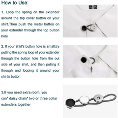 3pcs Collar Extension Metal Button Shirt Waist Extender Set