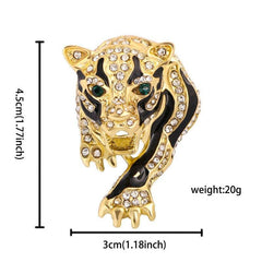 Rhinestone Tiger Head Brooch Retro Style Men's Fashion Accessory