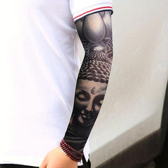 Men's Buddha Pattern Sun Protection Sleeves for Outdoor Travel