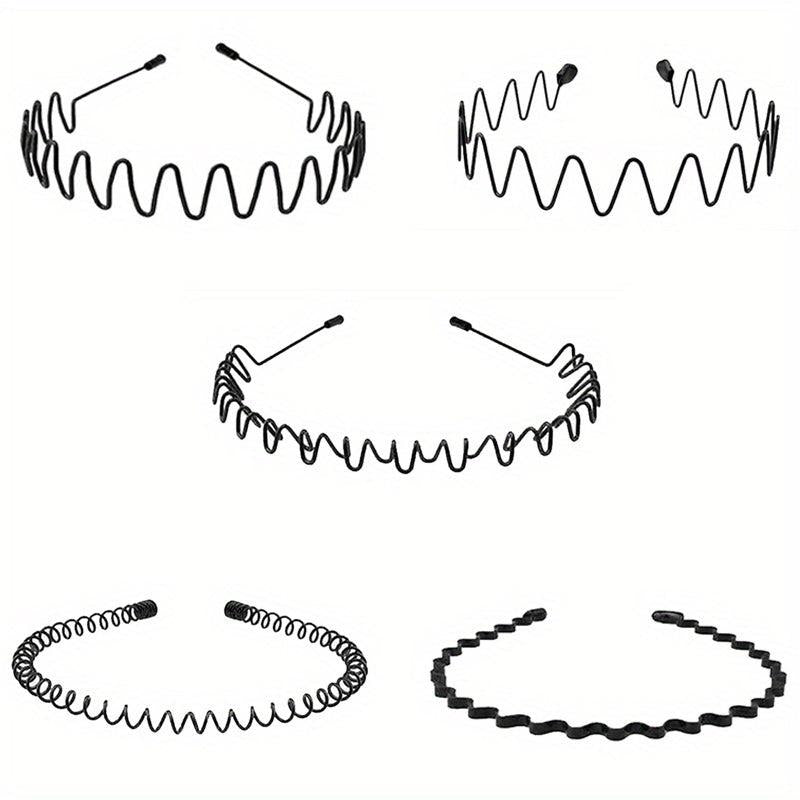5pcs Metal Wavy Hair Head Band Spring Sports Hair Band Headwear Hair Hoop