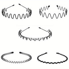 5pcs Metal Wavy Hair Head Band Spring Sports Hair Band Headwear Hair Hoop