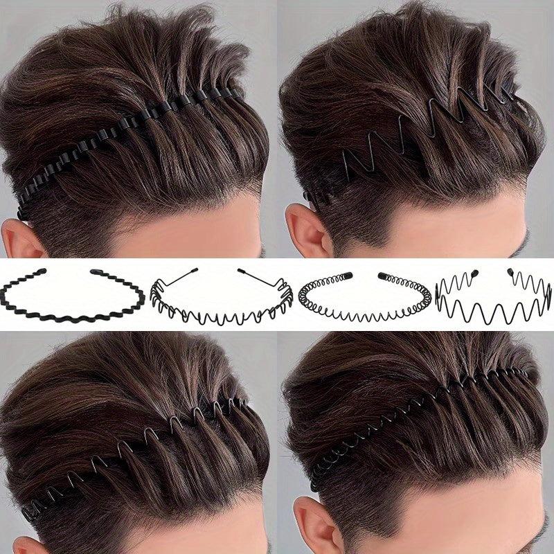 5pcs Metal Wavy Hair Head Band Spring Sports Hair Band Headwear Hair Hoop