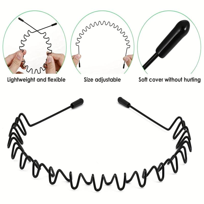 5pcs Metal Wavy Hair Head Band Spring Sports Hair Band Headwear Hair Hoop