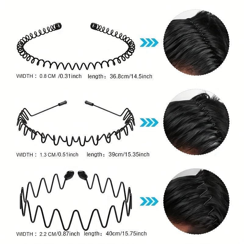 5pcs Metal Wavy Hair Head Band Spring Sports Hair Band Headwear Hair Hoop