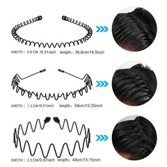 5pcs Metal Wavy Hair Head Band Spring Sports Hair Band Headwear Hair Hoop