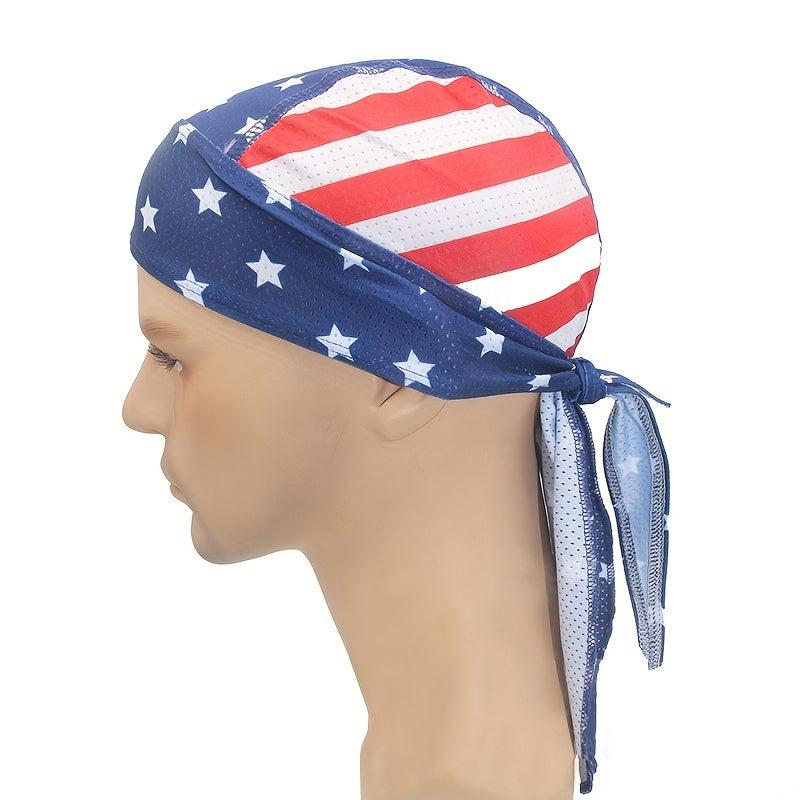 American Flag Pirate Bandana Durag Cap for Men Women