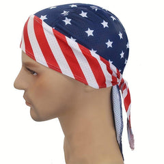 American Flag Pirate Bandana Durag Cap for Men Women