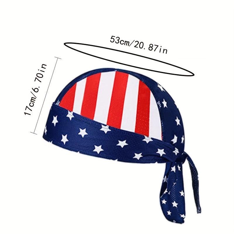 American Flag Pirate Bandana Durag Cap for Men Women