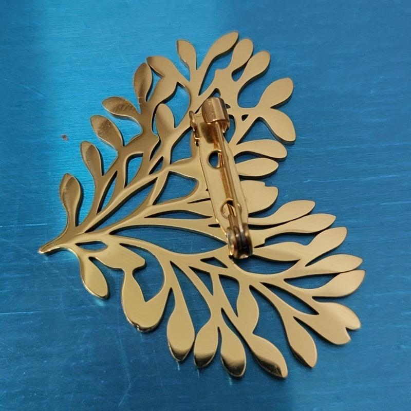 Titanium Steel Love Leaf Brooch Suit Jacket Pin