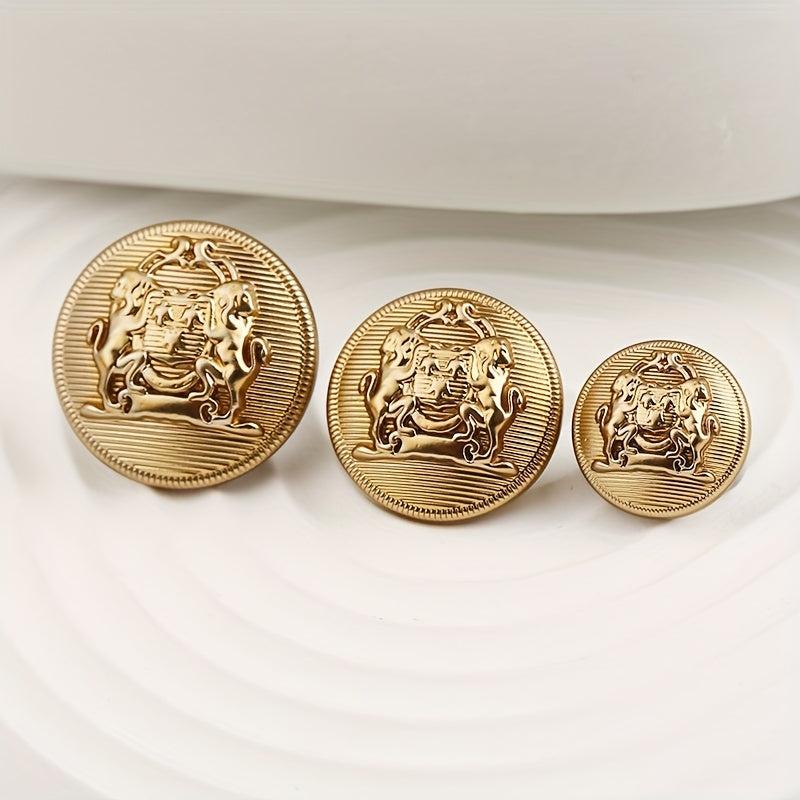 10pcs British Style Metal Double Lion Hand Sewing Coat Buttons