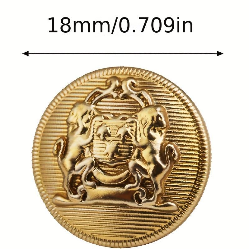 10pcs British Style Metal Double Lion Hand Sewing Coat Buttons