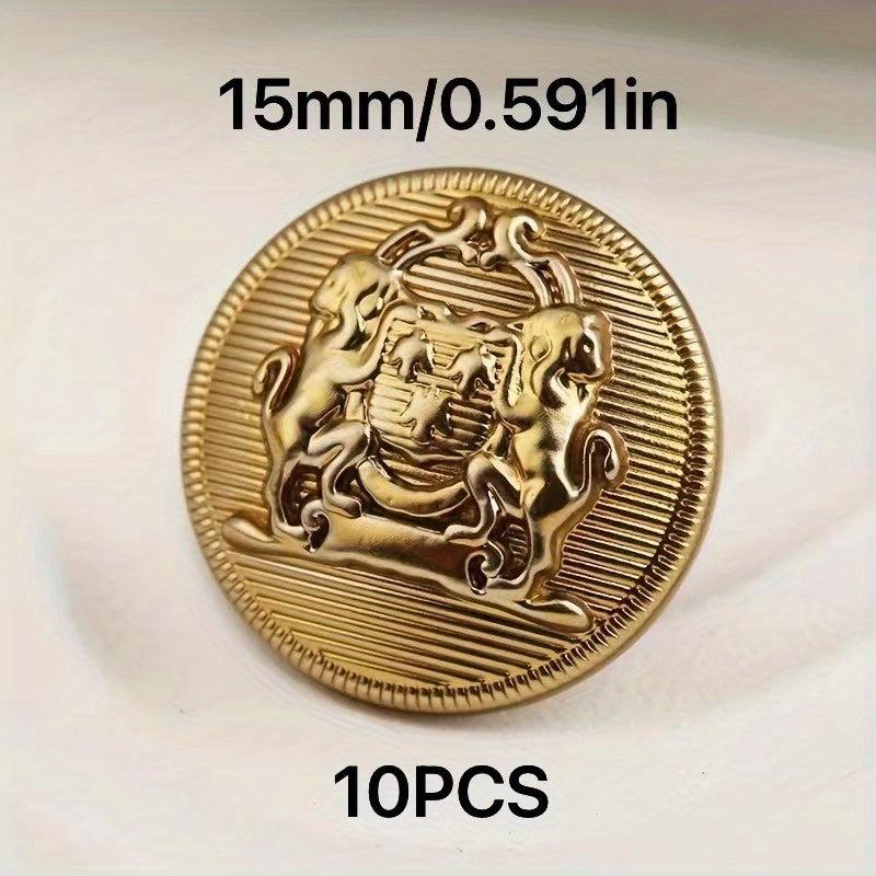 10pcs British Style Metal Double Lion Hand Sewing Coat Buttons