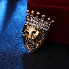 Vintage Lion Brooch King Of The Prairie Crown Pin Coat Jacket Suit Accessories
