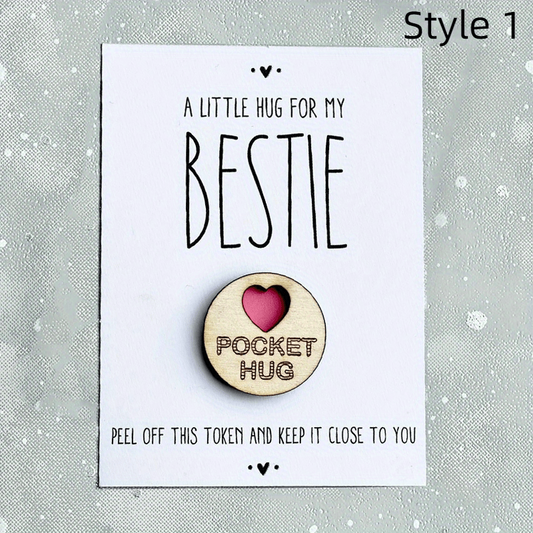 Wooden Pocket Hug Bestie Token Gift Special Gift Send A Cuddle Pocket Hugs
