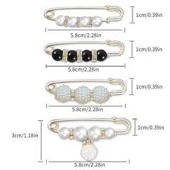 4pcs Faux Pearl Brooches Pins Sweater Shawl Clip