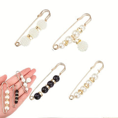 4pcs Faux Pearl Brooches Pins Sweater Shawl Clip