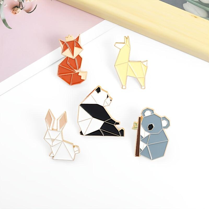 Animal Alloy Pins Set - Fox Mouse Panda Rabbit Cowboy