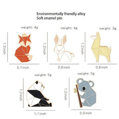 Animal Alloy Pins Set - Fox Mouse Panda Rabbit Cowboy