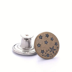 10 Bronze Denim Buttons Set with Cross Design and Screwdriver