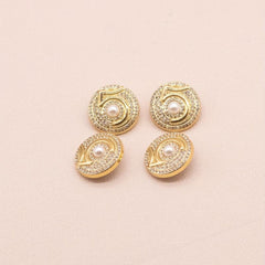 4pcs Zinc Alloy Buttons Faux Diamonds Faux Pearl Number 5 Sewing Buttons