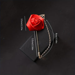 Men's Suit Golden Leaf Brooch with Chain Wedding Corsage