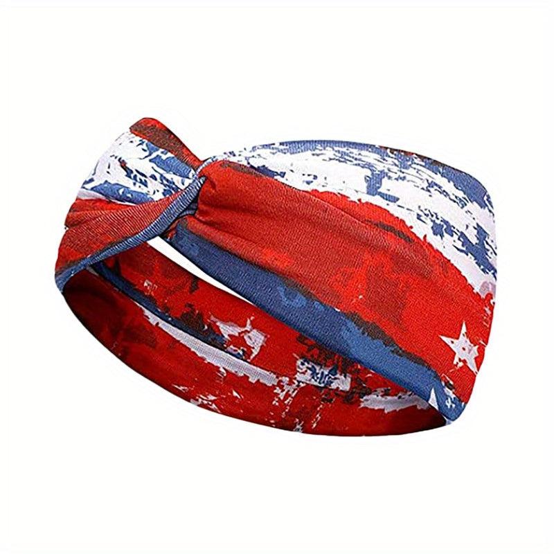 American Flag Independence Star Headband Retro Knotted Sports Strap Headband