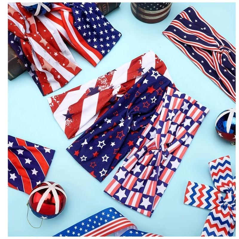 American Flag Independence Star Headband Retro Knotted Sports Strap Headband