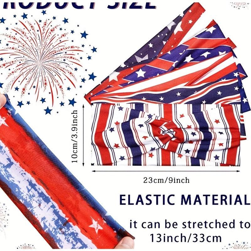American Flag Independence Star Headband Retro Knotted Sports Strap Headband