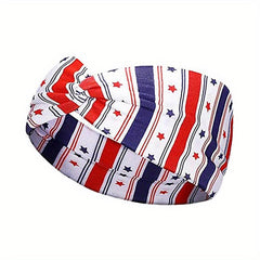 American Flag Independence Star Headband Retro Knotted Sports Strap Headband