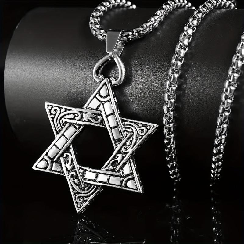 Stainless Steel Necklace Jewelry Hexagon Pendant Necklace Hip hop Punk
