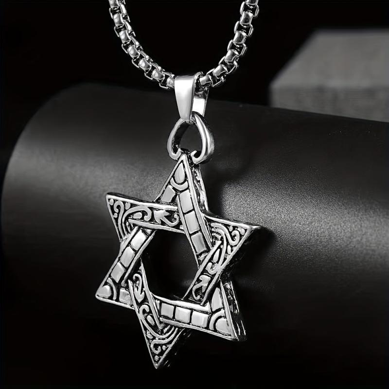 Stainless Steel Necklace Jewelry Hexagon Pendant Necklace Hip hop Punk