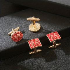 Red Paint Square Cufflinks French Wedding