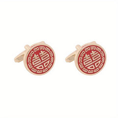 Red Paint Square Cufflinks French Wedding