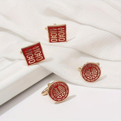 Red Paint Square Cufflinks French Wedding