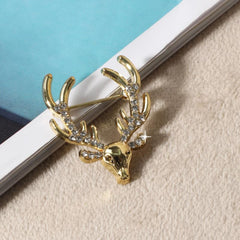 Rhinestone Plum Deer Multifunctional Pin Brooch for Men