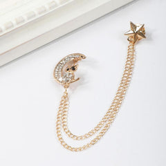Men's Business Moon Owl Tassel Star Suit Brooch Scarf Pin