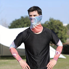 Colorful Flower Tattoo Arm Sleeve & Hanging Ear Towel Set
