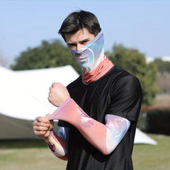 Colorful Flower Tattoo Arm Sleeve & Hanging Ear Towel Set