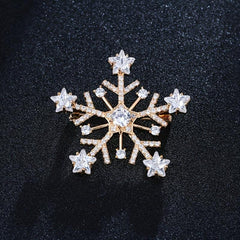 Micro Paved Zirconia Snowflake Brooch