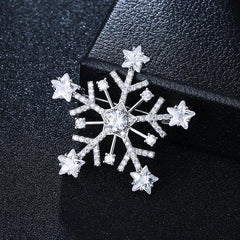 Micro Paved Zirconia Snowflake Brooch
